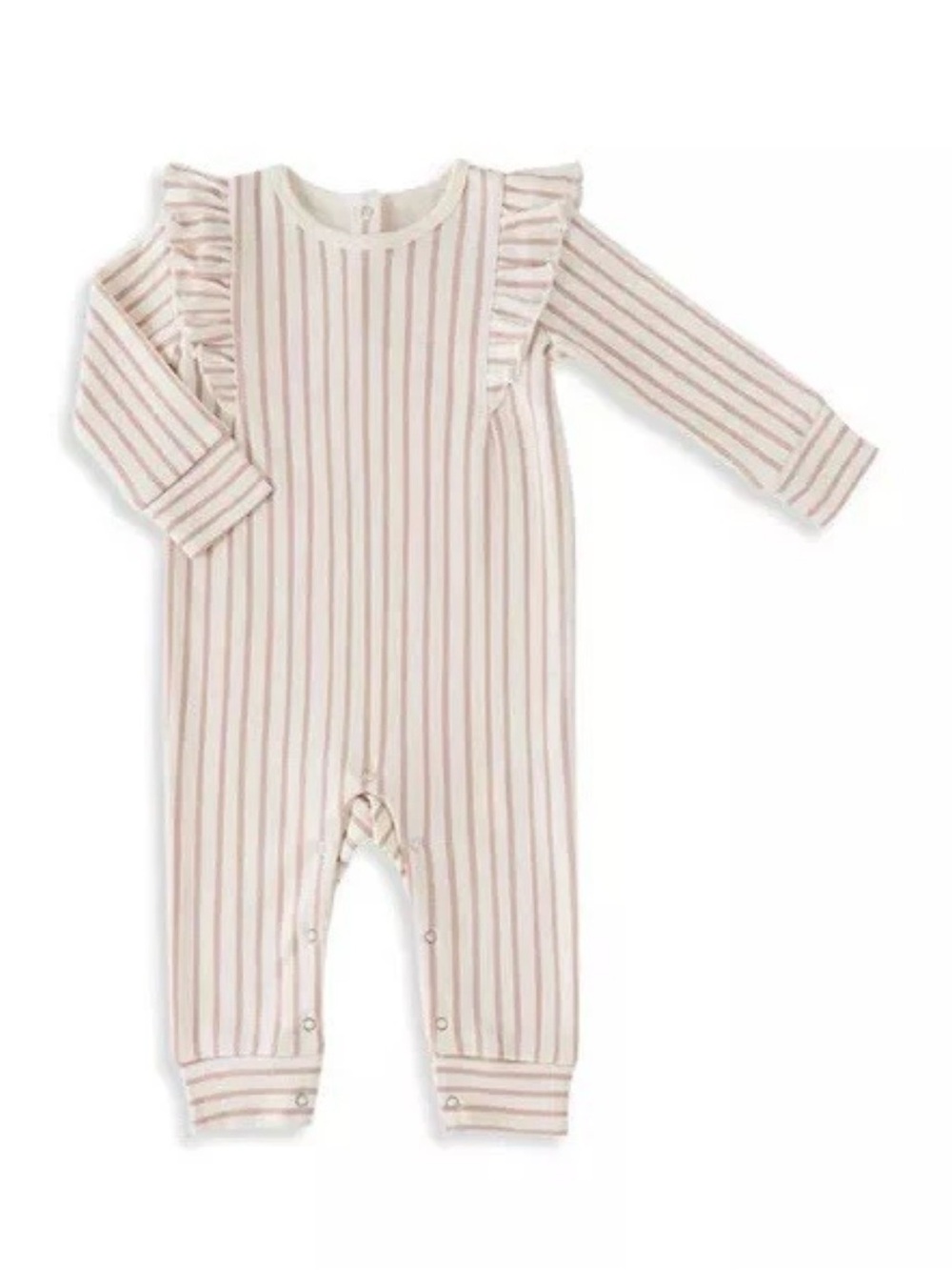 Pehr Ruffle Romper Baby 6-12M Organic Cotton Stripes Away Peony Minimalist